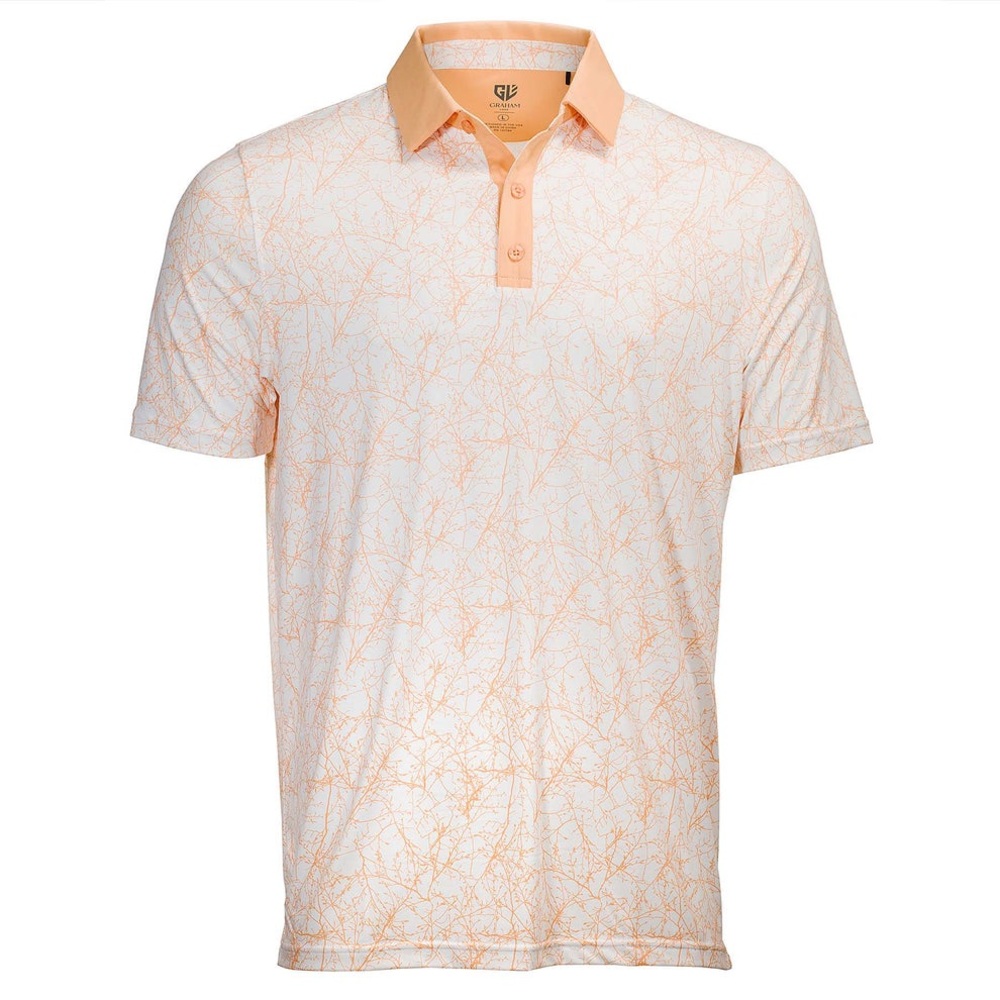 1764 Forester White/Peach Golf Polo Men’s M NWT
